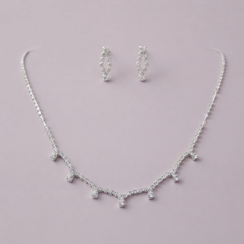 925 Silver Scalloped Dewdrop Necklace Set