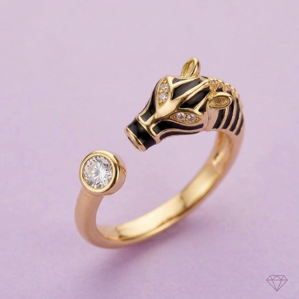 Zebra Motif Open Ring