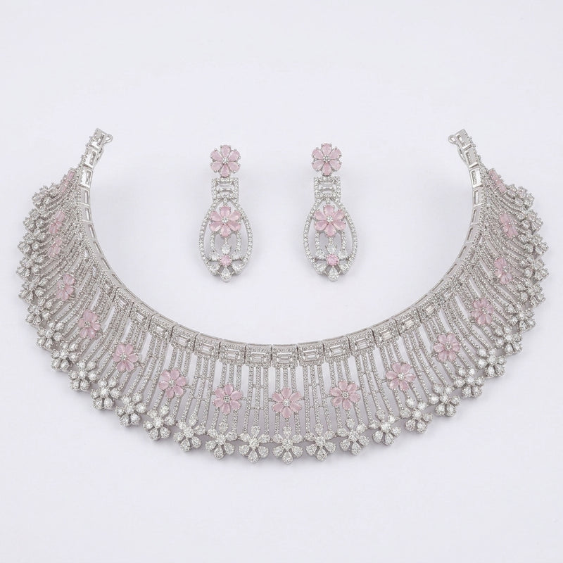 Pastel Zircon Floral Choker Set