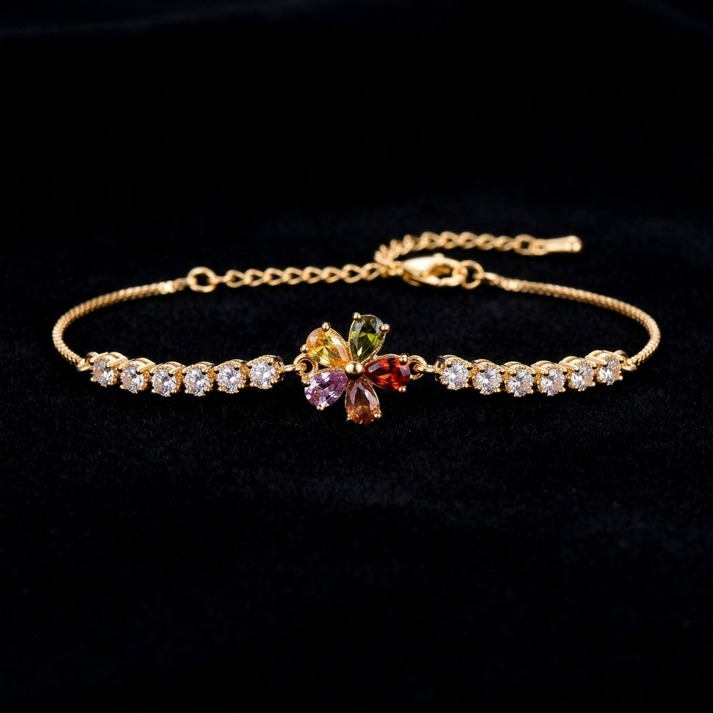 Multicolour Crystal Flower Bracelet