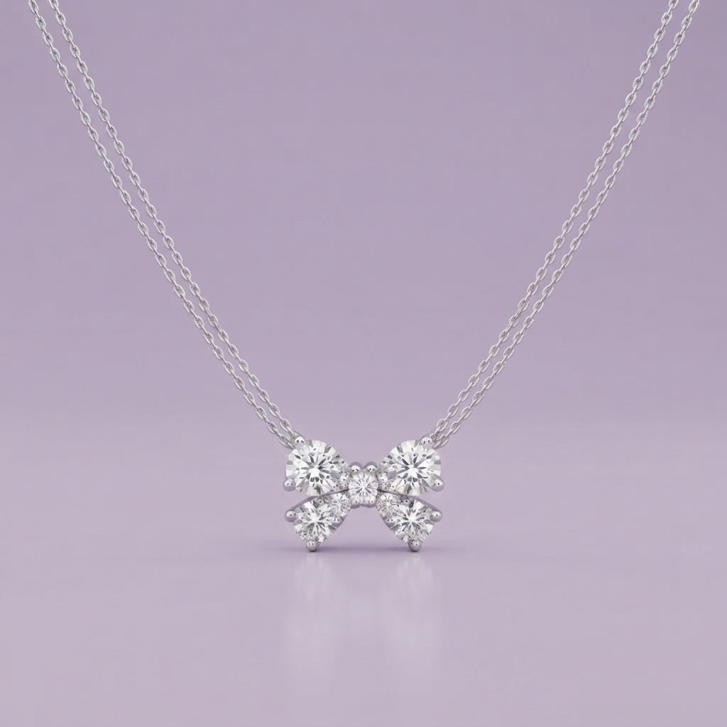 925 Silver Crystal Bow Necklace