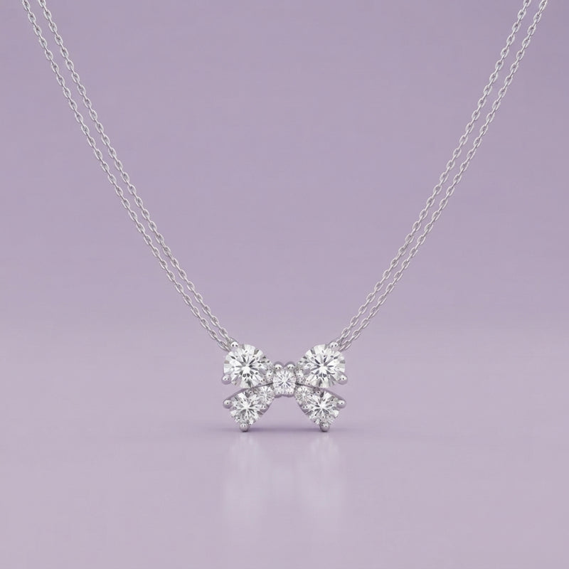 925 Silver Crystal Bow Necklace