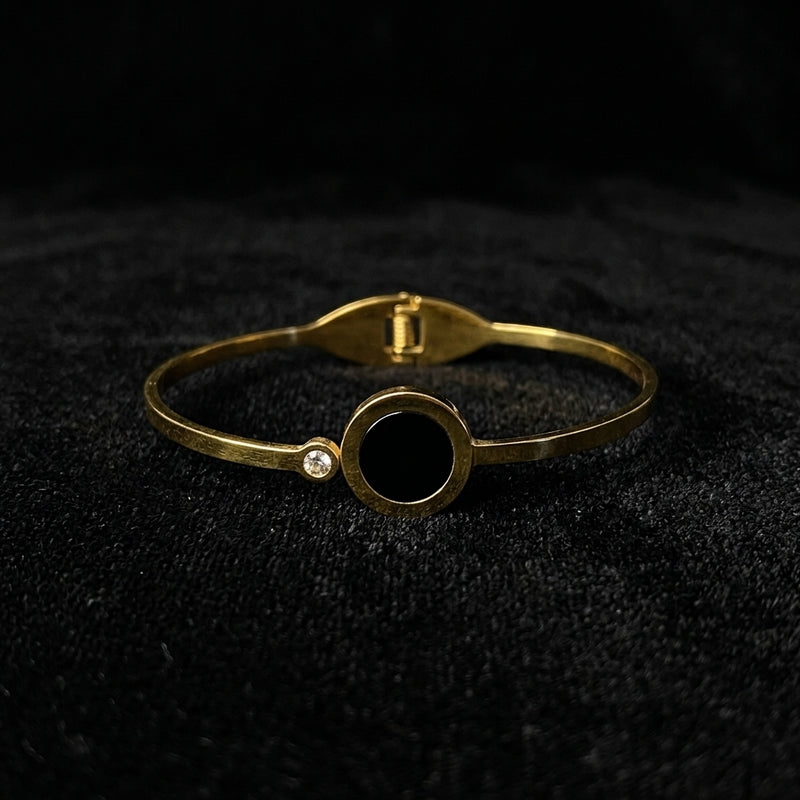 Gold Black Disc Bangle