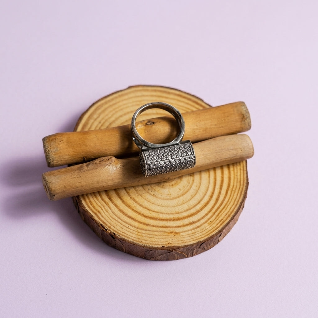 Pave Crystal Block Ring
