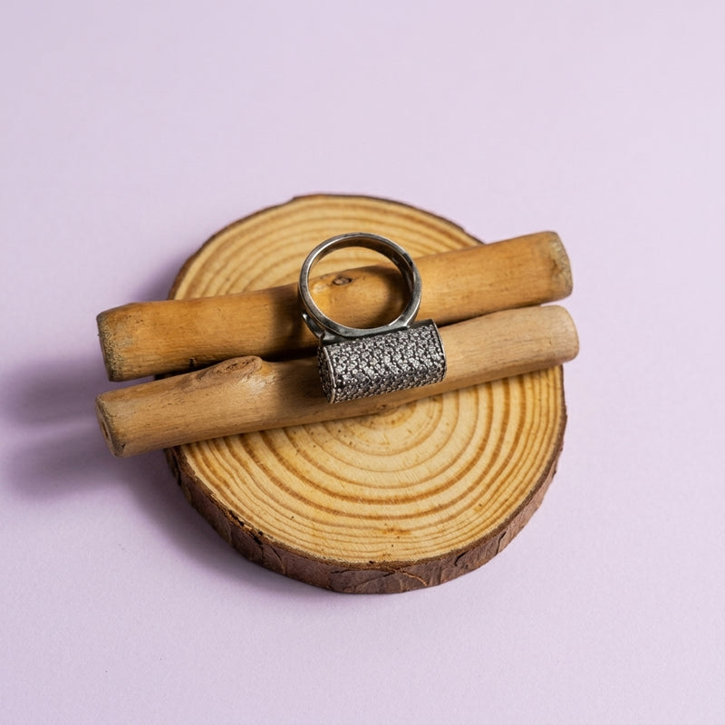 Pave Crystal Block Ring