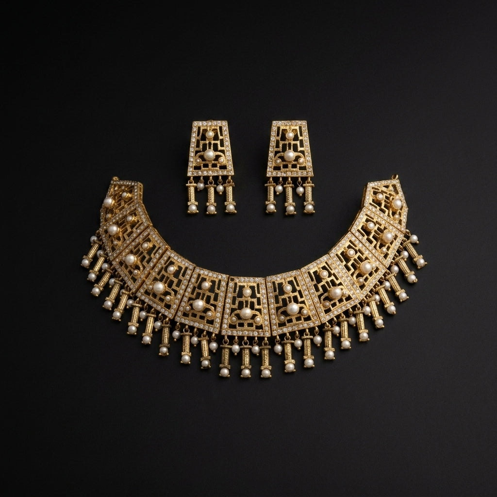 Antique Gold Temple Choker Set