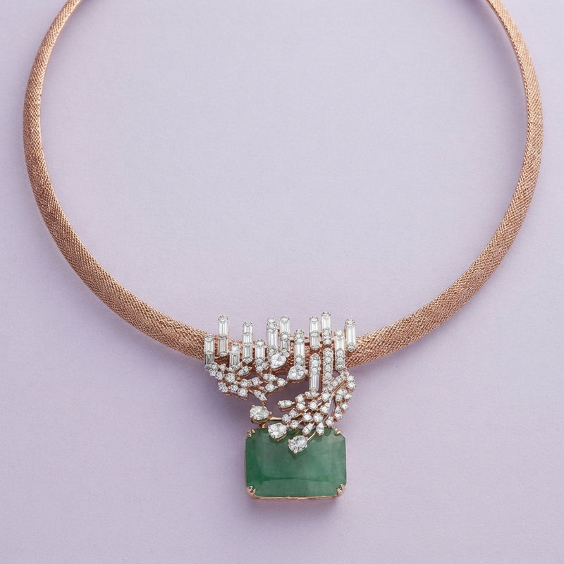 925 Silver Emerald Mesh Choker