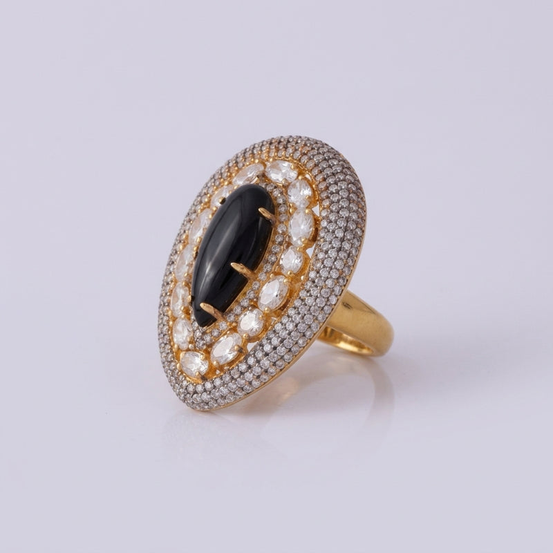 Black Stone Oval Statement Ring