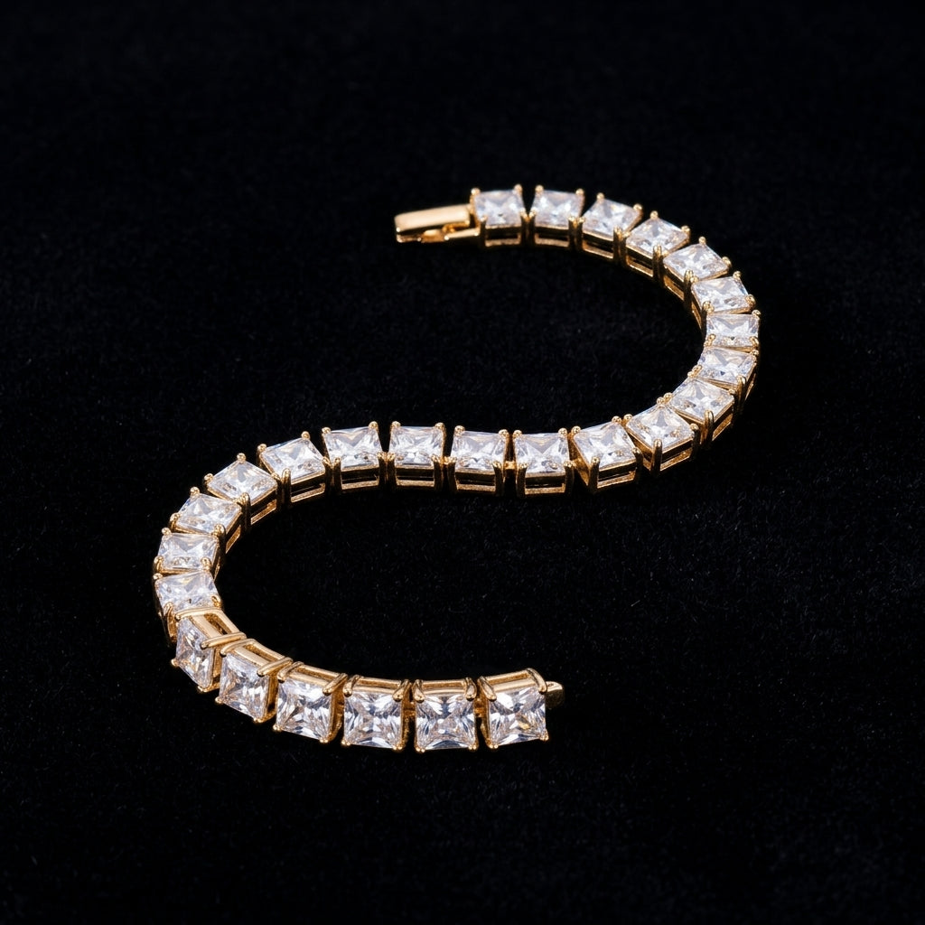 Princess-Cut Crystal Tennis Bracelet