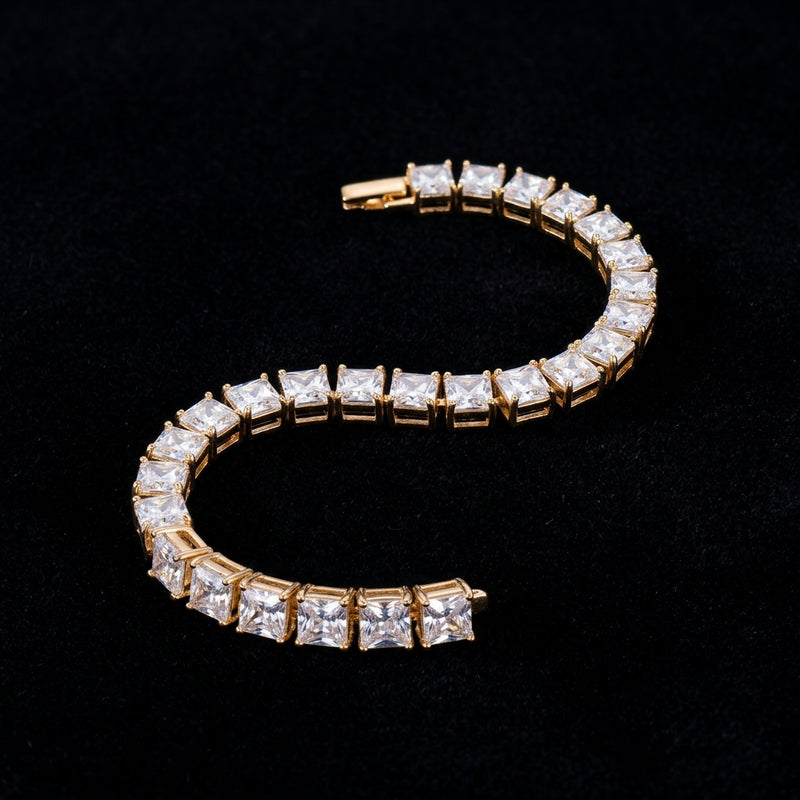 Princess-Cut Crystal Tennis Bracelet