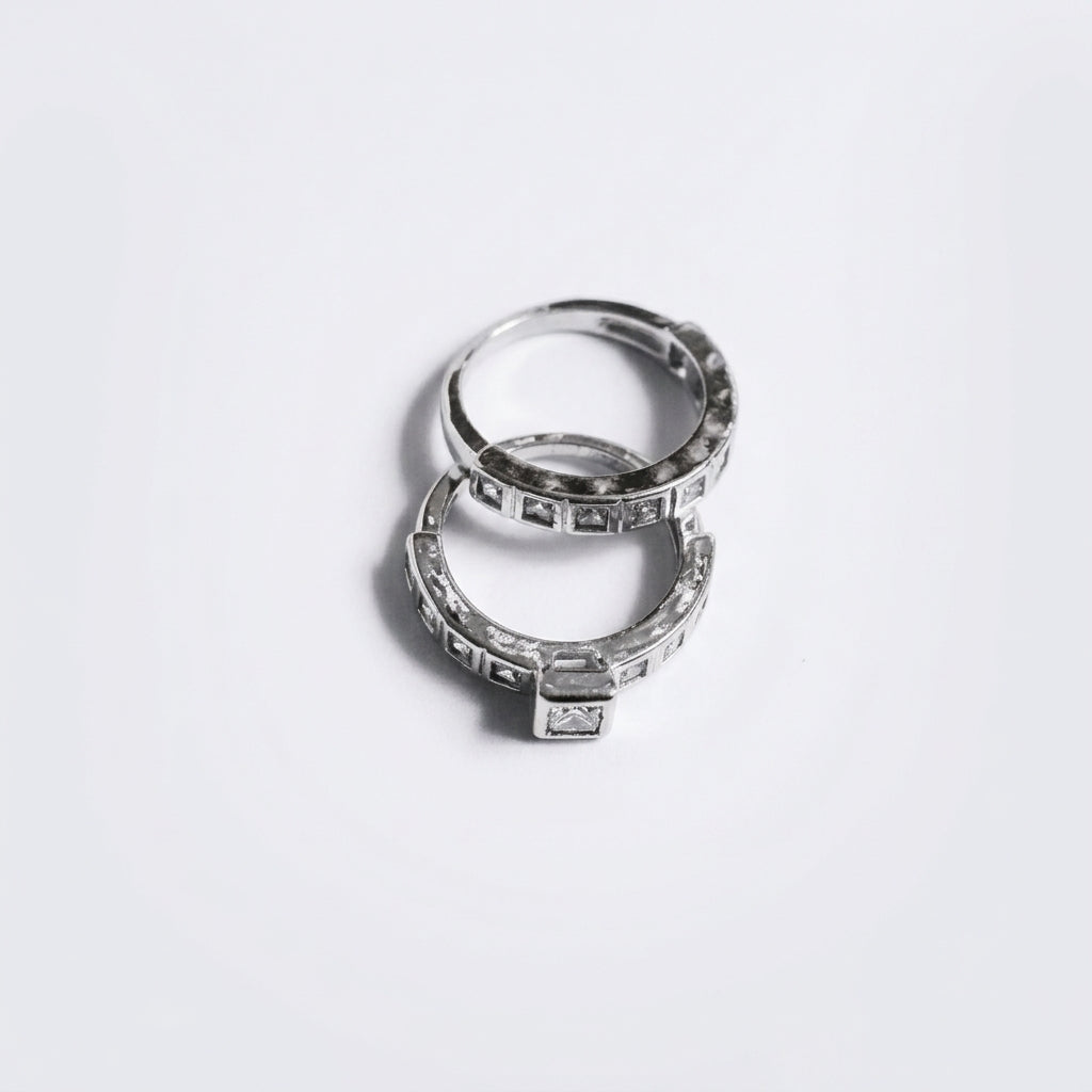 Crystal Band Ring Duo