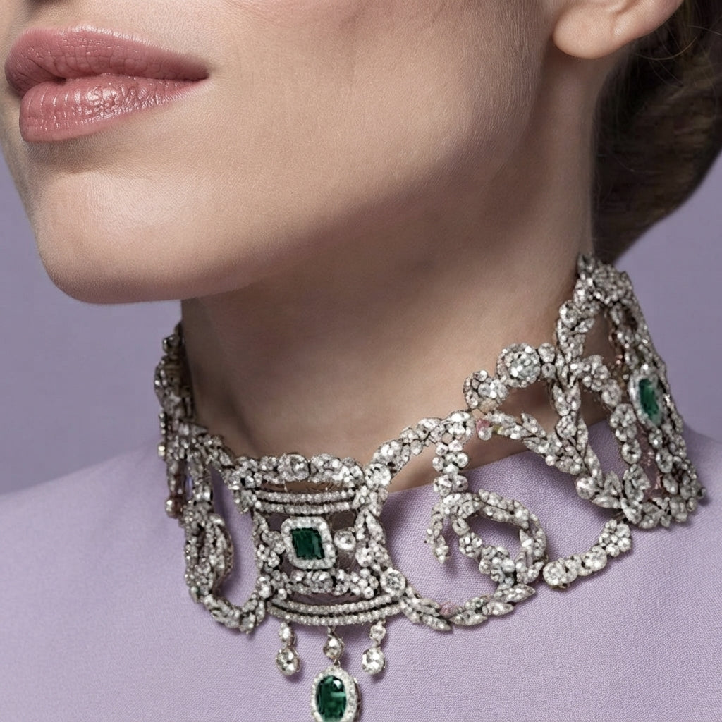925 Silver Emerald Filigree Bridal Choker – view 2