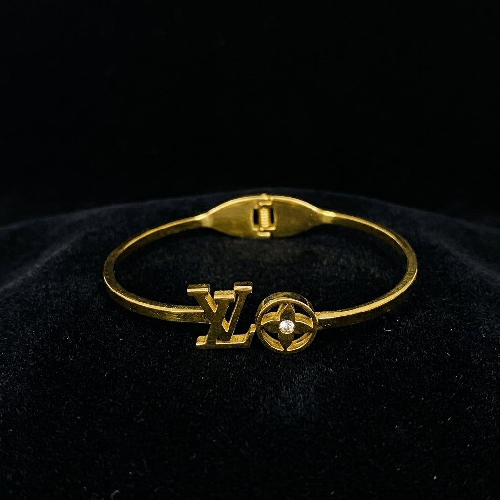 Gold Monogram Charm Bangle