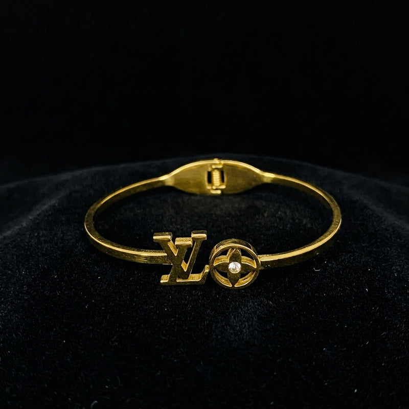 Gold Monogram Charm Bangle