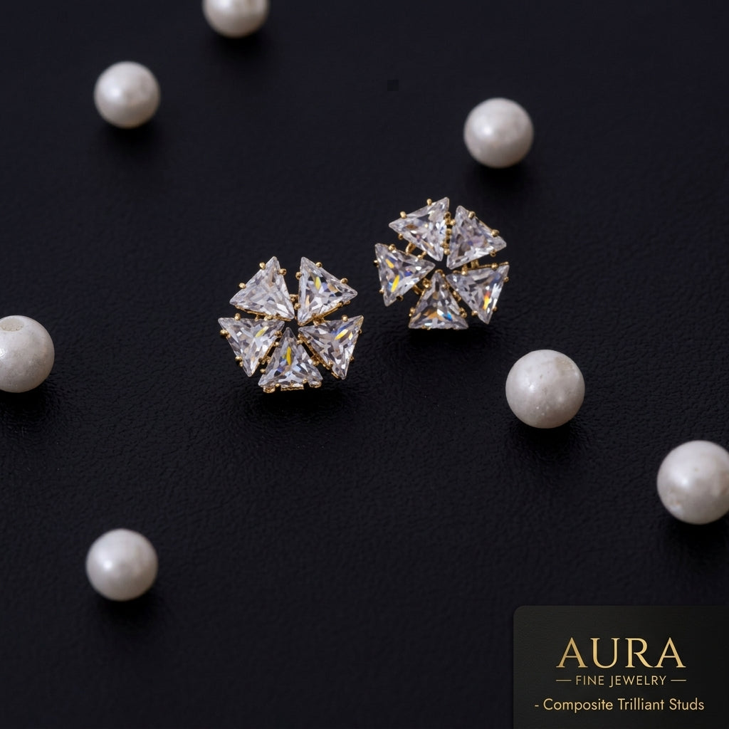 Trillion Crystal Stud Earrings