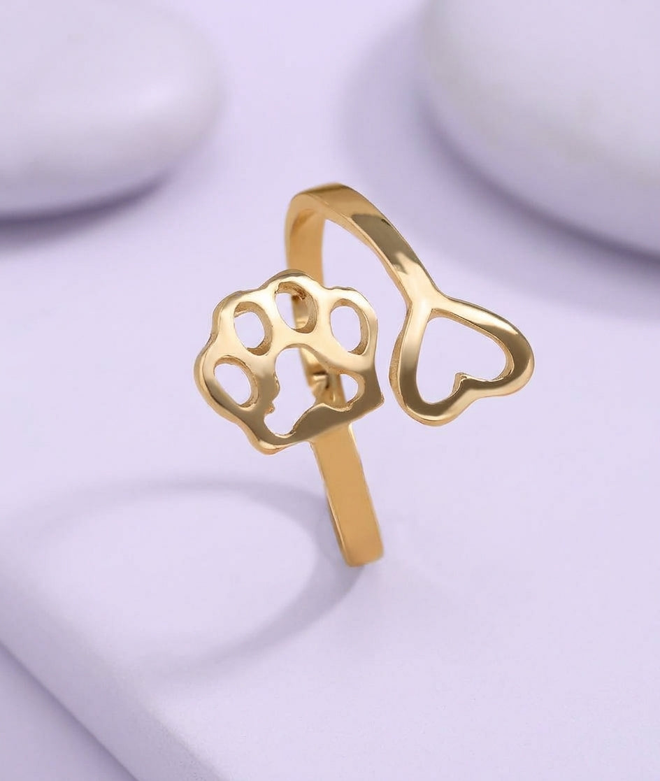 The Paw Prints Heart Ring