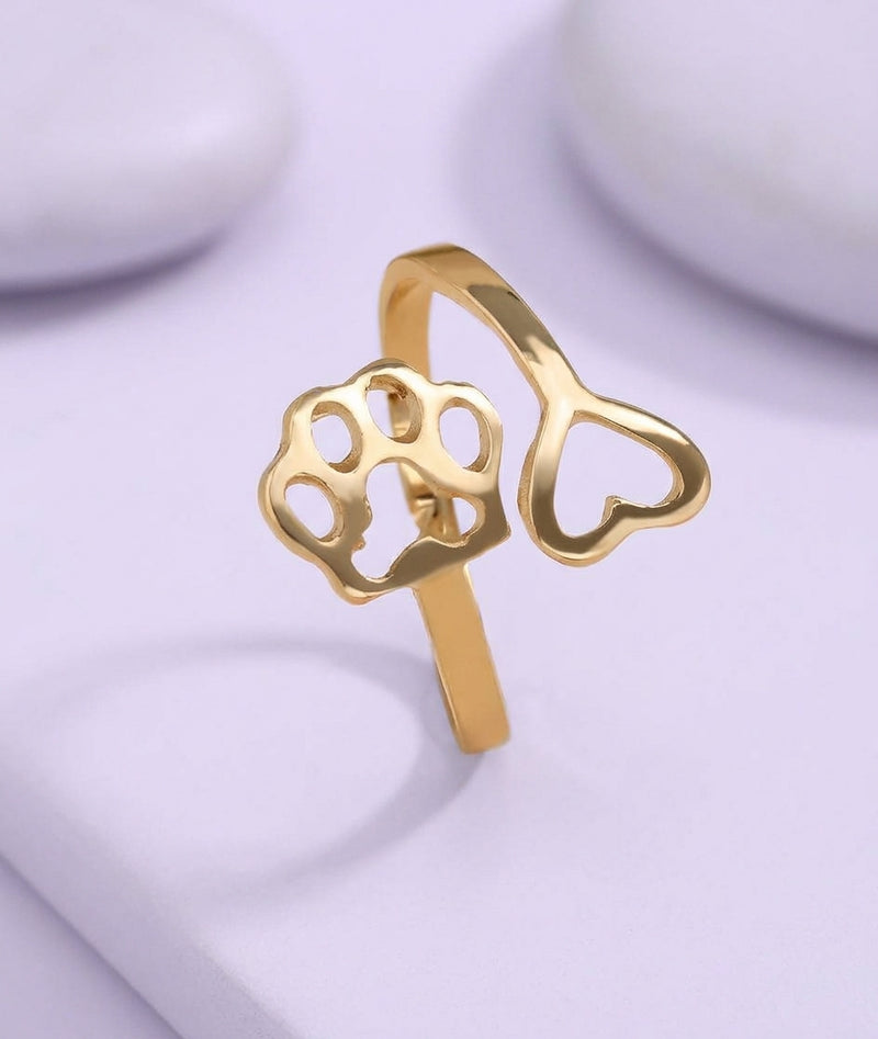 The Paw Prints Heart Ring