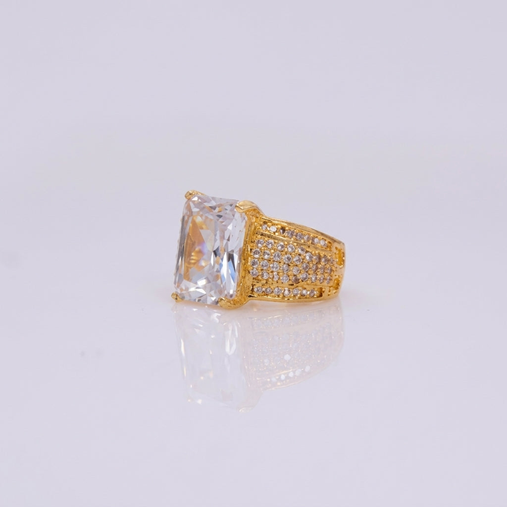 Gold Square-Cut Zircon Ring
