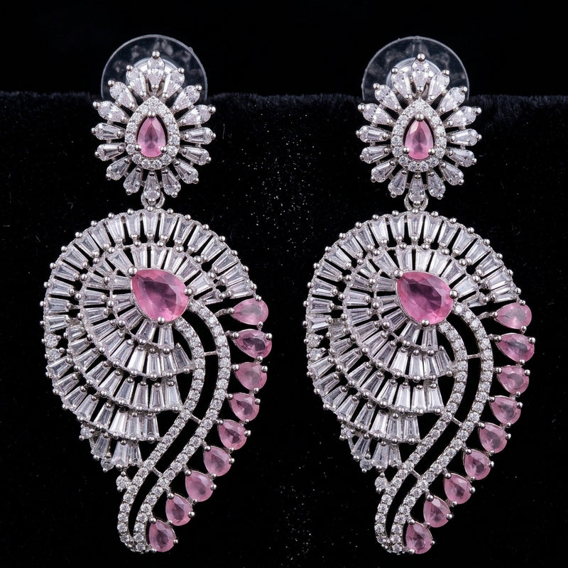 Pink Crystal Paisley Earrings