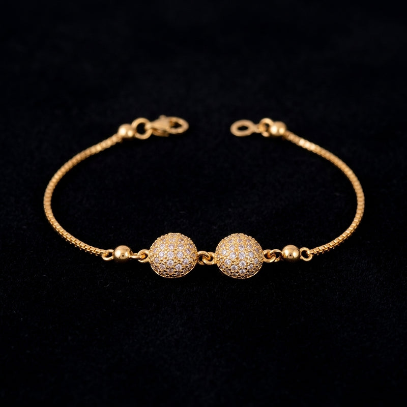 Gold Pave Twin Bead Bracelet