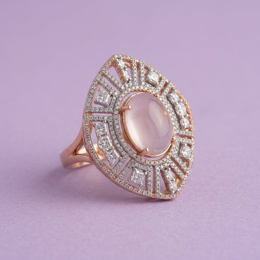 Lilac Cabochon Rose Gold Ring