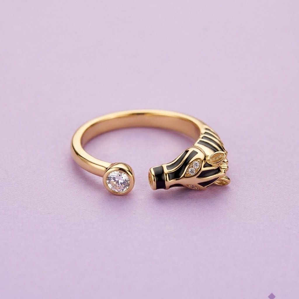 Zebra Motif Open Ring