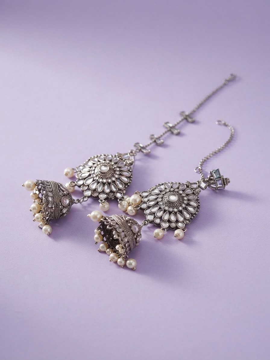 The Royal Heritage Kundan Jhumkas with Sahara Chains