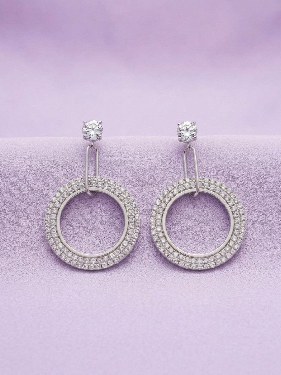 Celestial Pavé Circle Drop Earrings