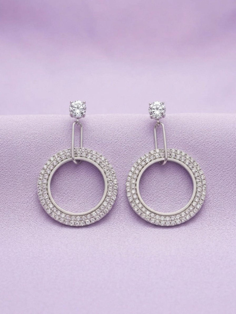 Celestial Pavé Circle Drop Earrings