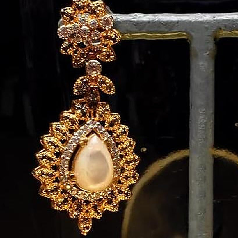 925 Silver Pearl Drop Earrings - Close-up: left earring