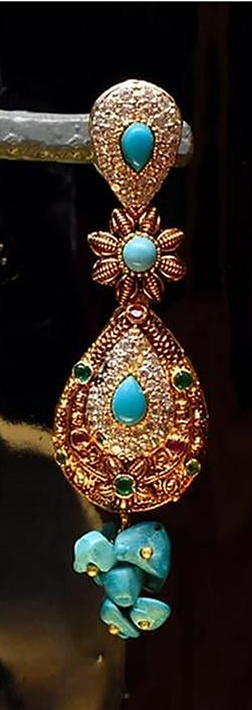 925 Silver Turquoise Coral Floral Drop Earrings - Right earring