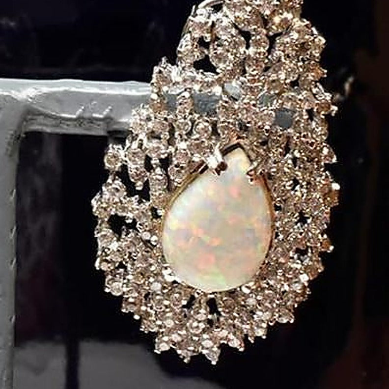 925 Silver White Pearl Zircon Stud Earrings - Close-up: right earring