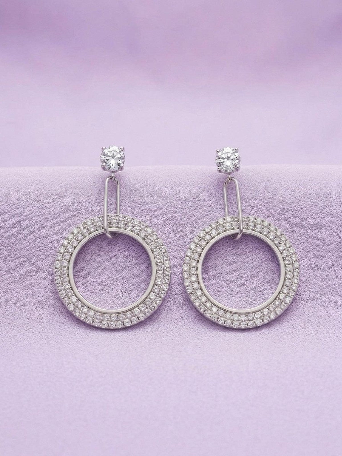 Celestial Pavé Circle Drop Earrings - Pair of earrings
