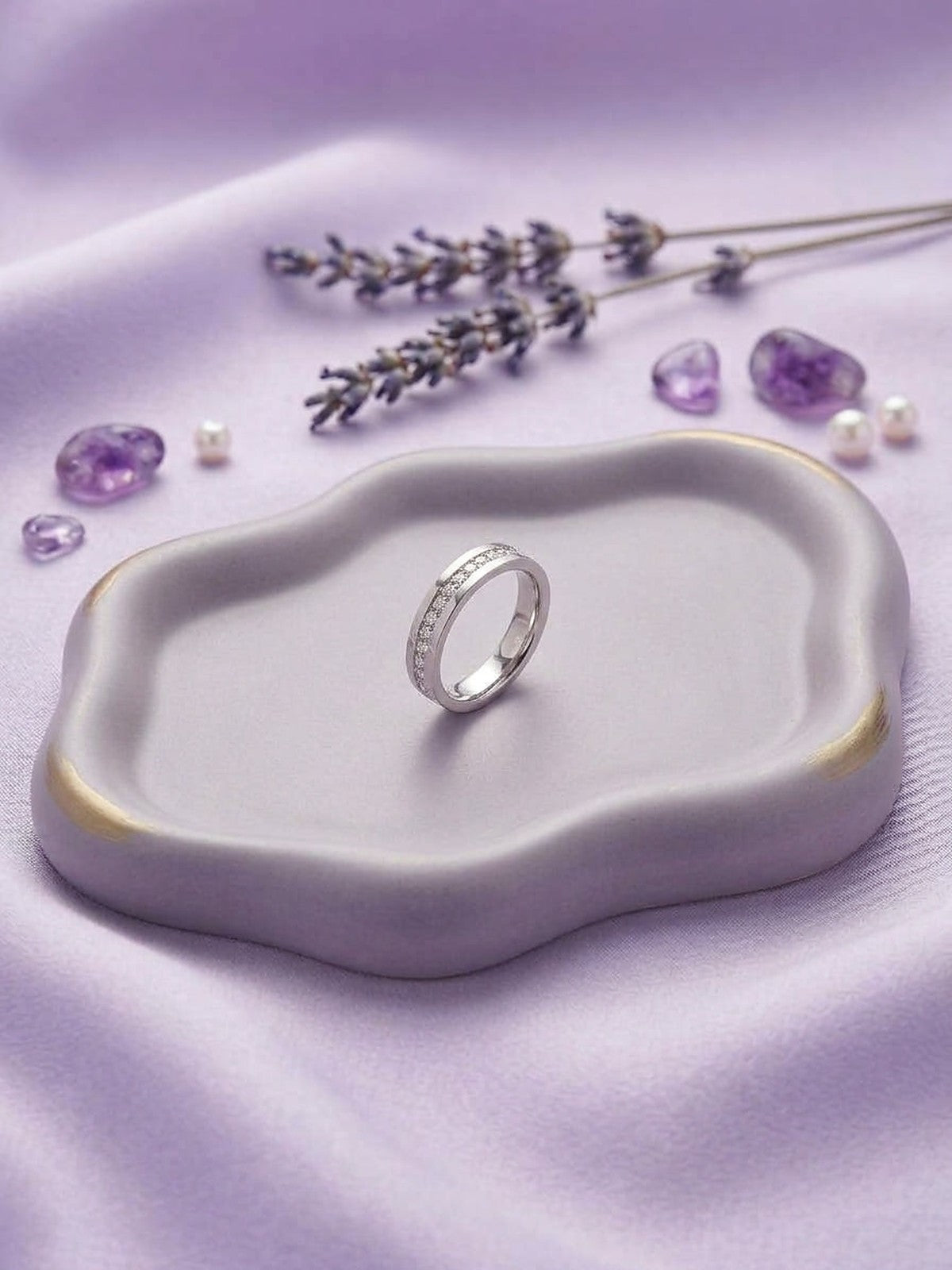 Eternity Pavé Band Ring - Hero view: single ring on tray