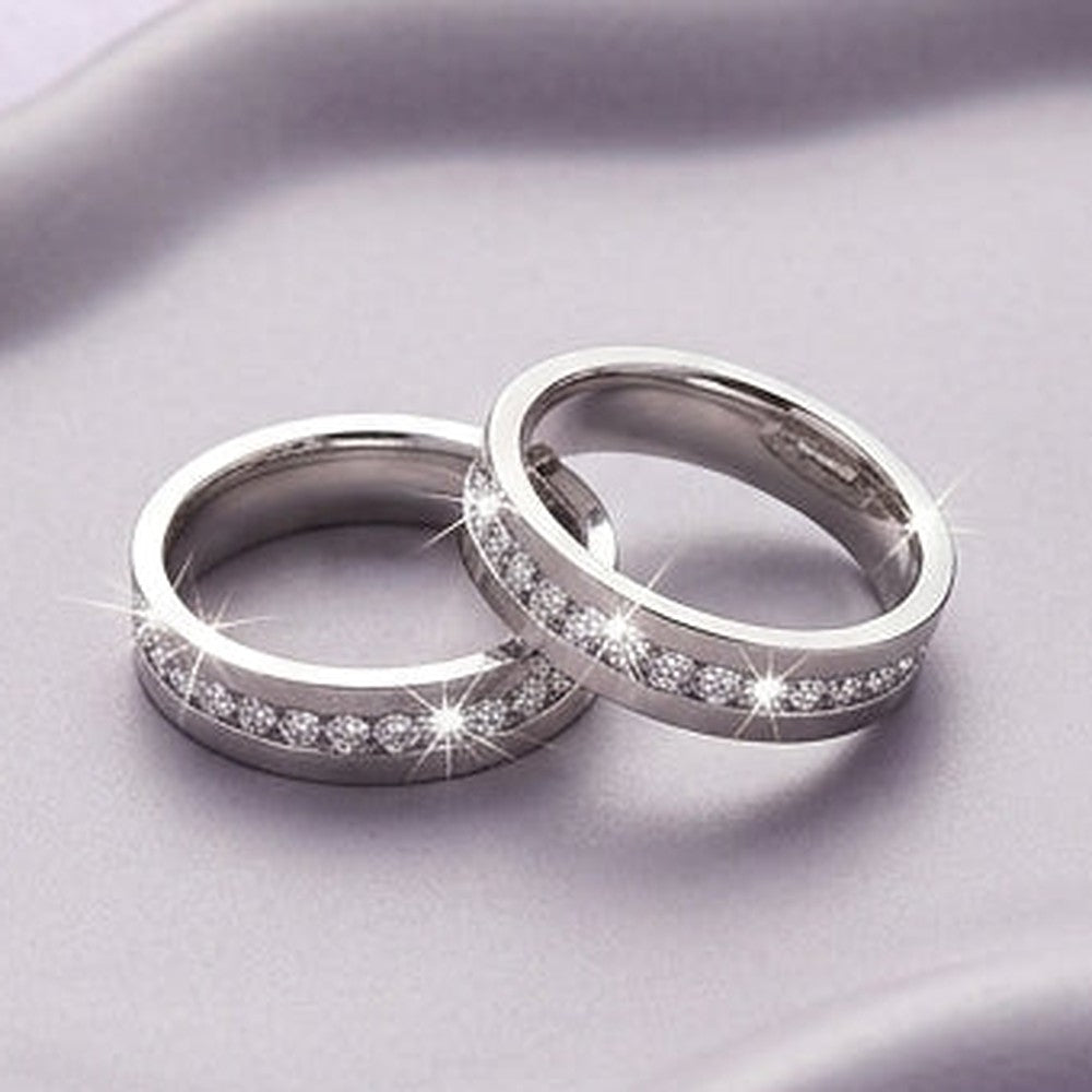 Eternity Pavé Band Ring - Close-up: pair of rings