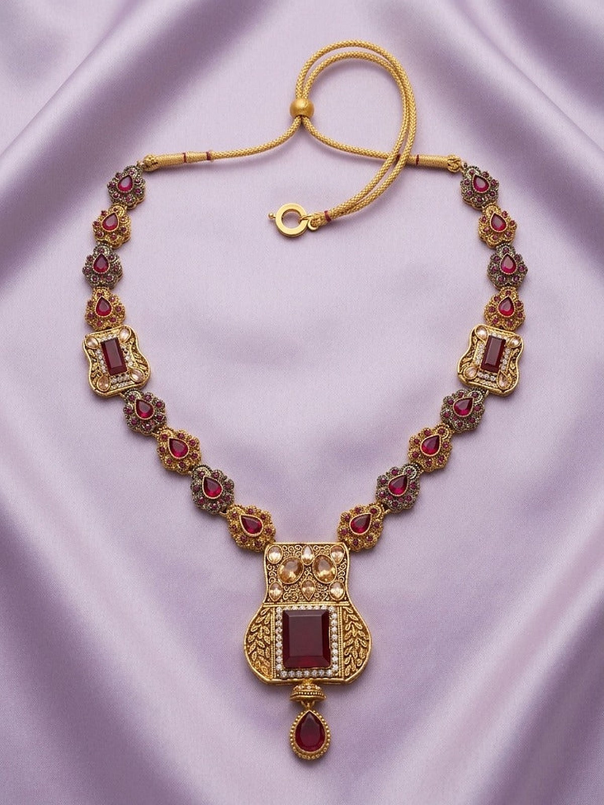 Regal Ruby Gemstone Pendant Necklace - Full necklace