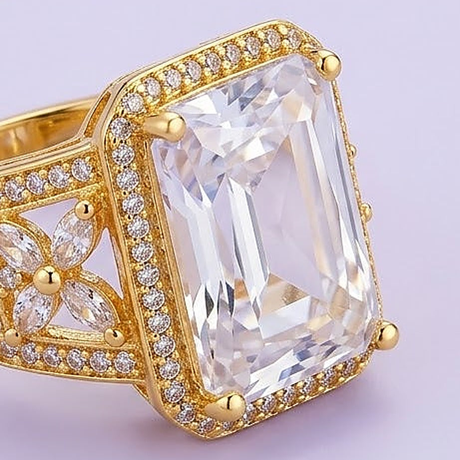 The Imperial Emerald-Cut Solitaire Ring - Close-up: centre stone